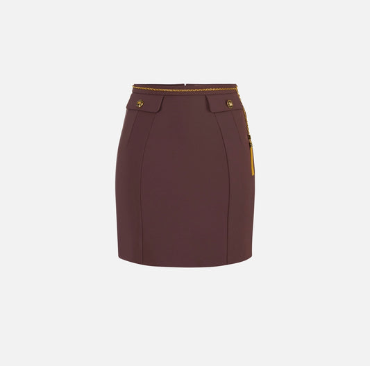 Gonna in doppio crêpe con catena gioiello GO14857E2 Elisabetta Franchi
