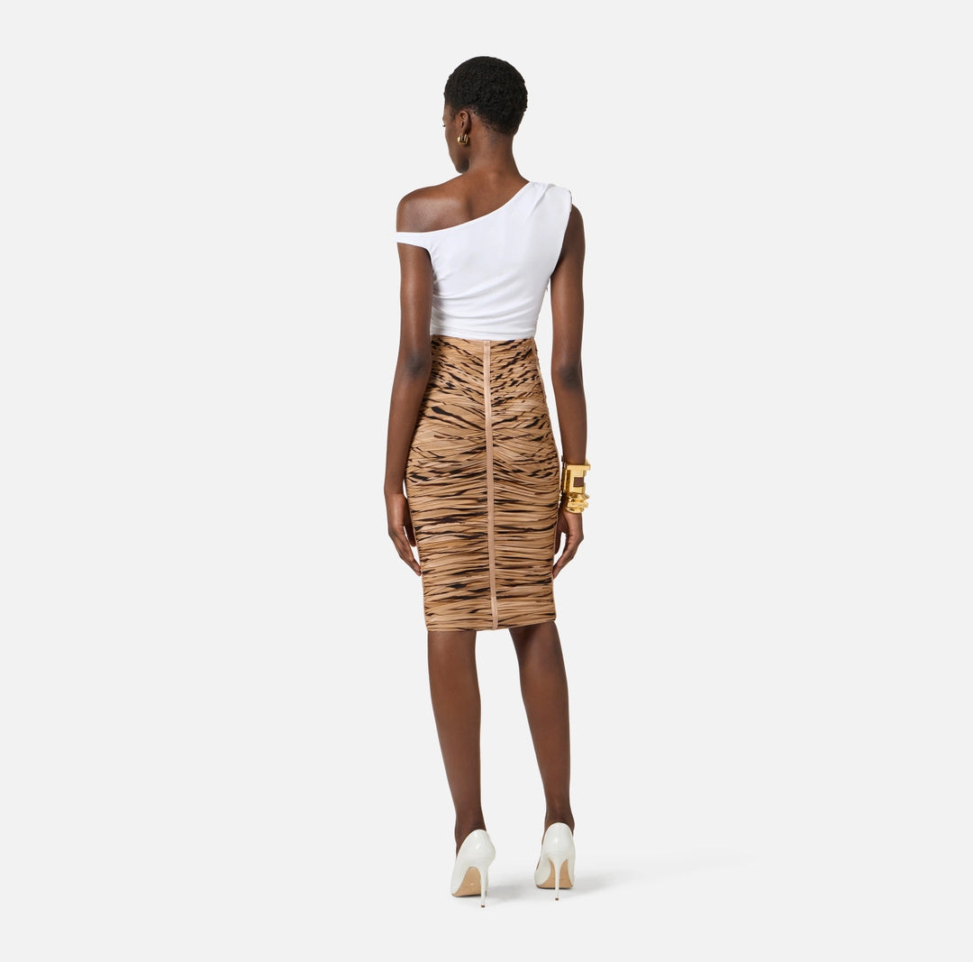 Gonna in jersey con stampa tigre GO18762E2 Elisabetta Franchi