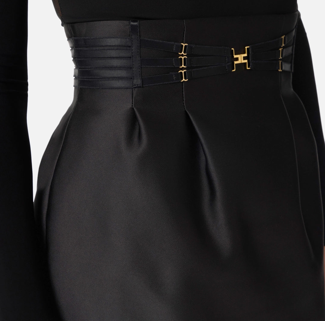 Minigonna in duchesse con elastici GO18962E2 Elisabetta Franchi