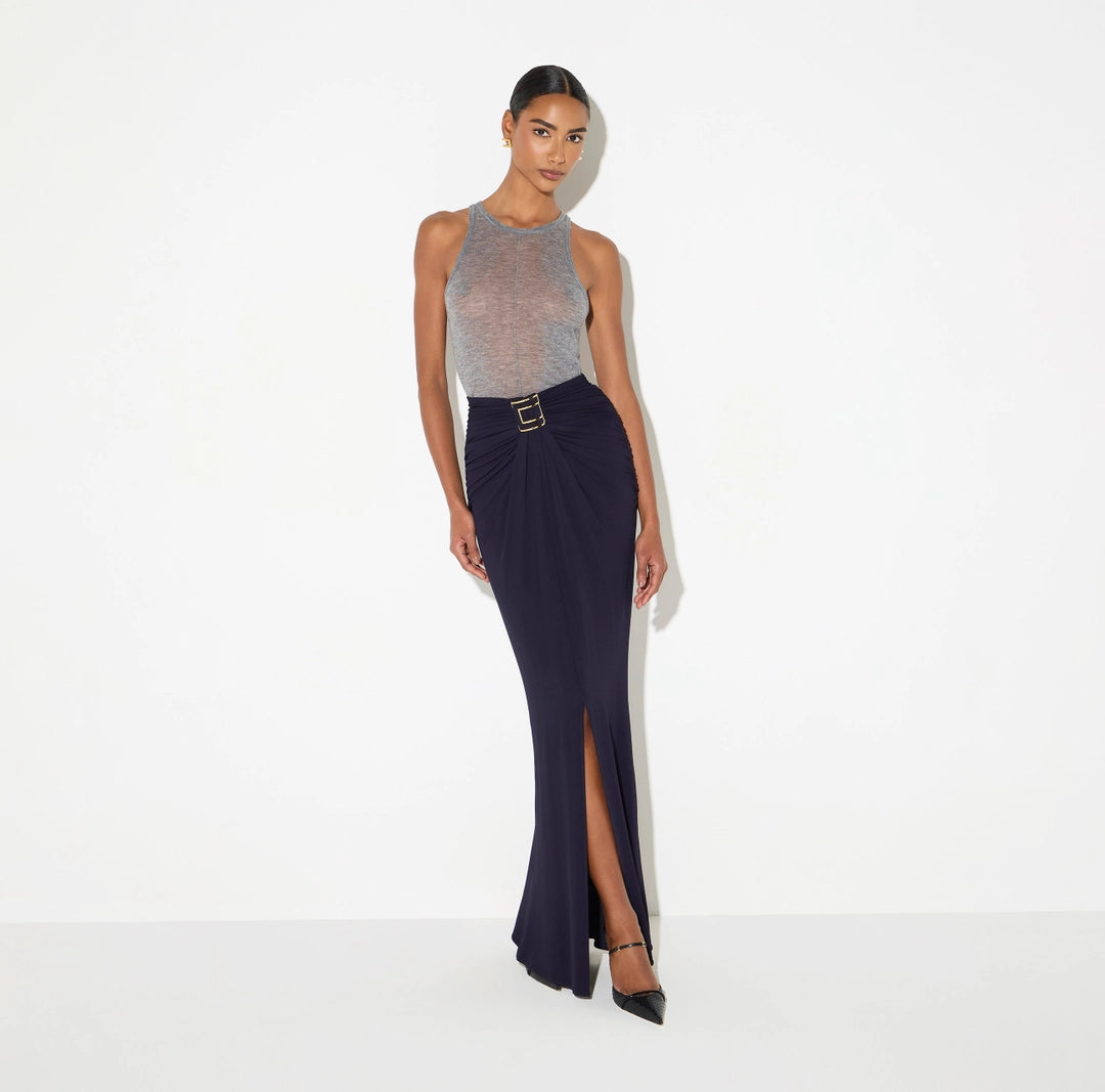 Gonna in jersey crêpe con logo gioiello GO25167E2 Elisabetta Franchi