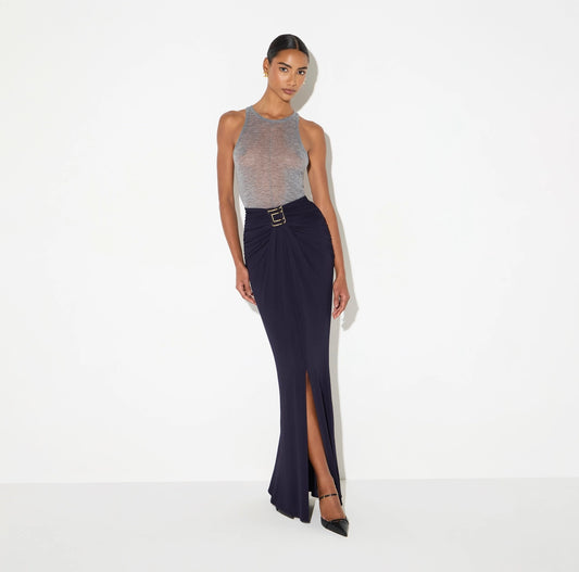Gonna in jersey crêpe con logo gioiello GO25167E2 Elisabetta Franchi