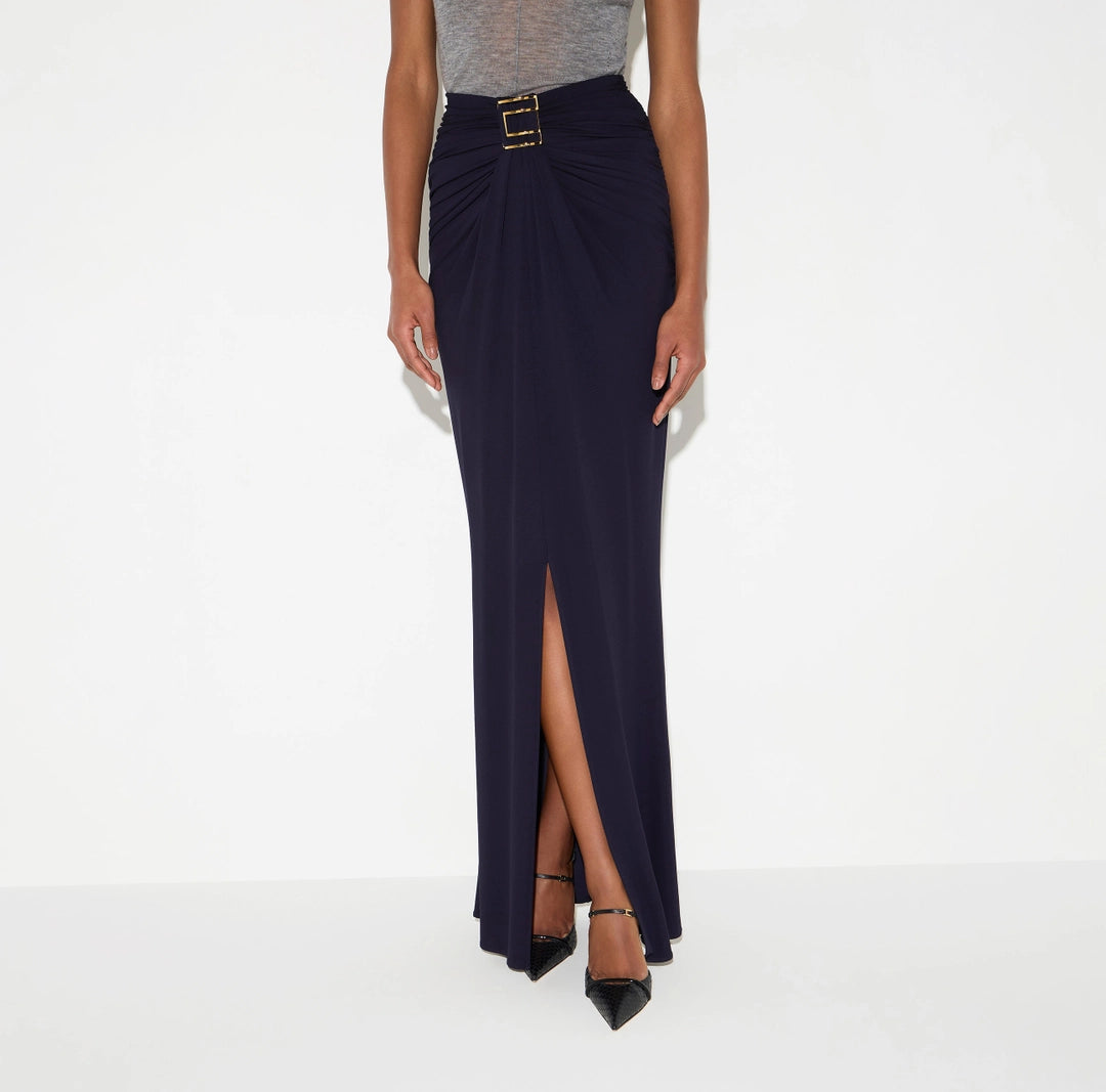 Gonna in jersey crêpe con logo gioiello GO25167E2 Elisabetta Franchi