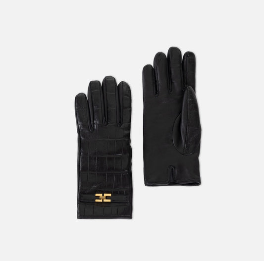 Guanti in pelle nappata con dettaglio logo GU05R56E2 Elisabetta Franchi