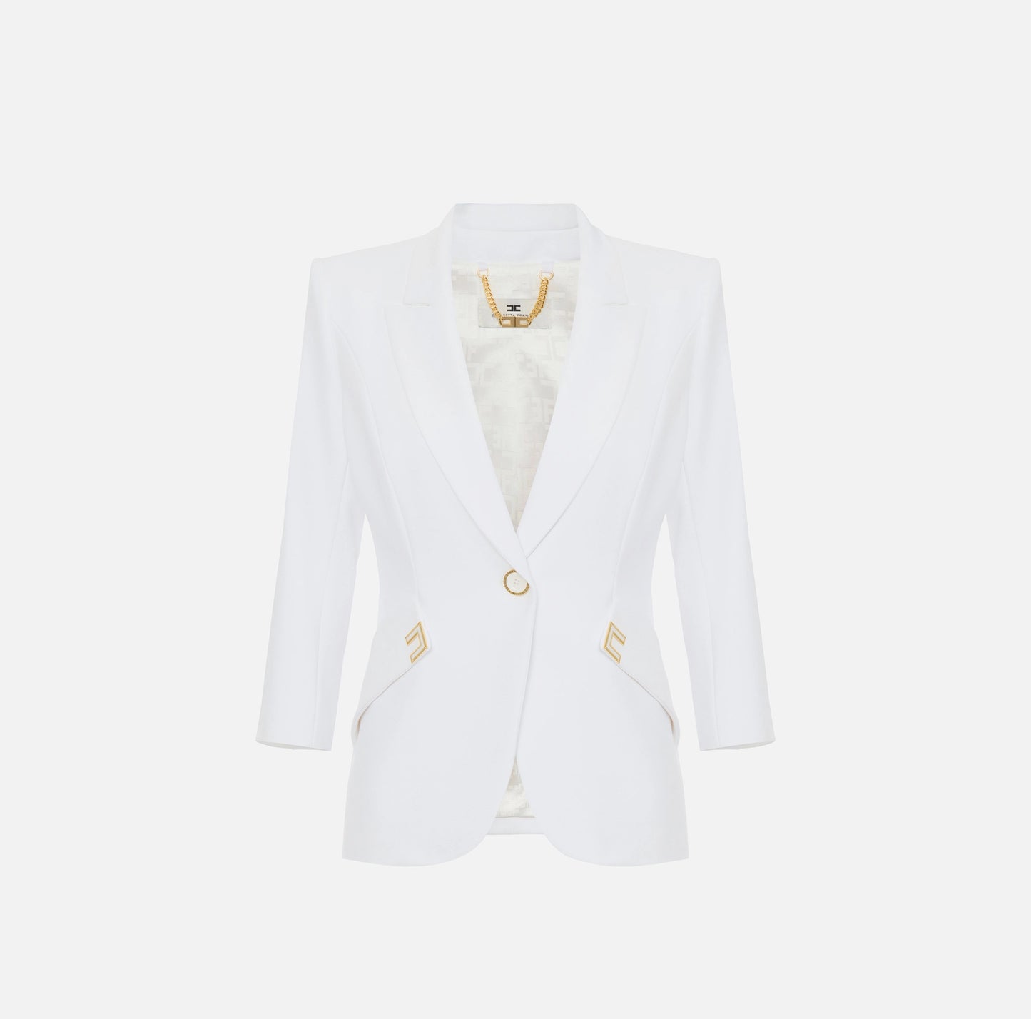 Giacca in doppio crêpe stretch con dettagli logo GI21561E2 Elisabetta Franchi