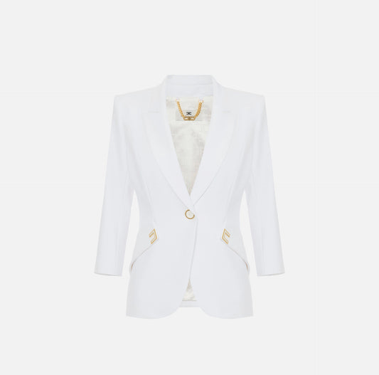 Giacca in doppio crêpe stretch con dettagli logo GI21561E2 Elisabetta Franchi
