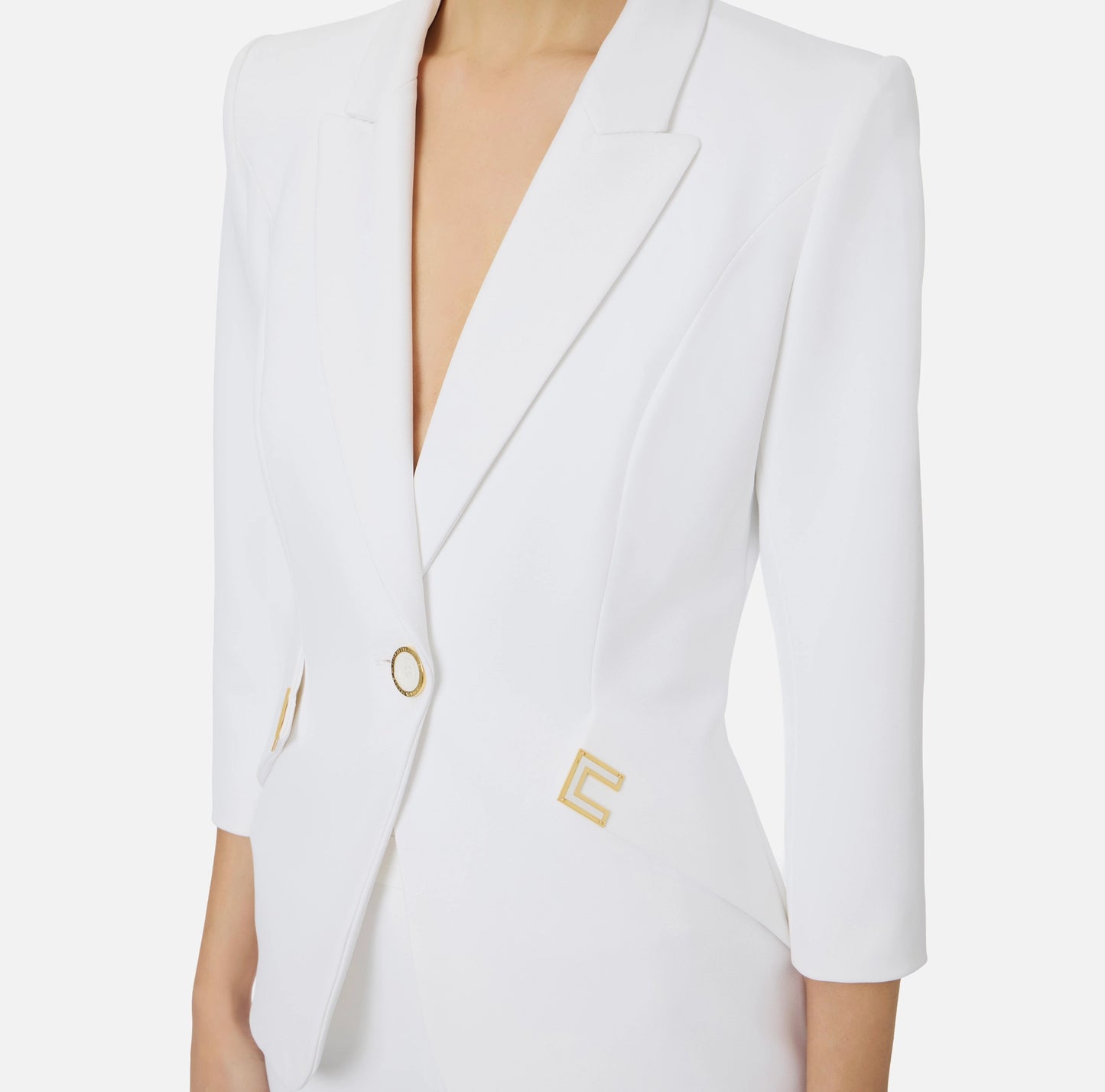 Giacca in doppio crêpe stretch con dettagli logo GI21561E2 Elisabetta Franchi