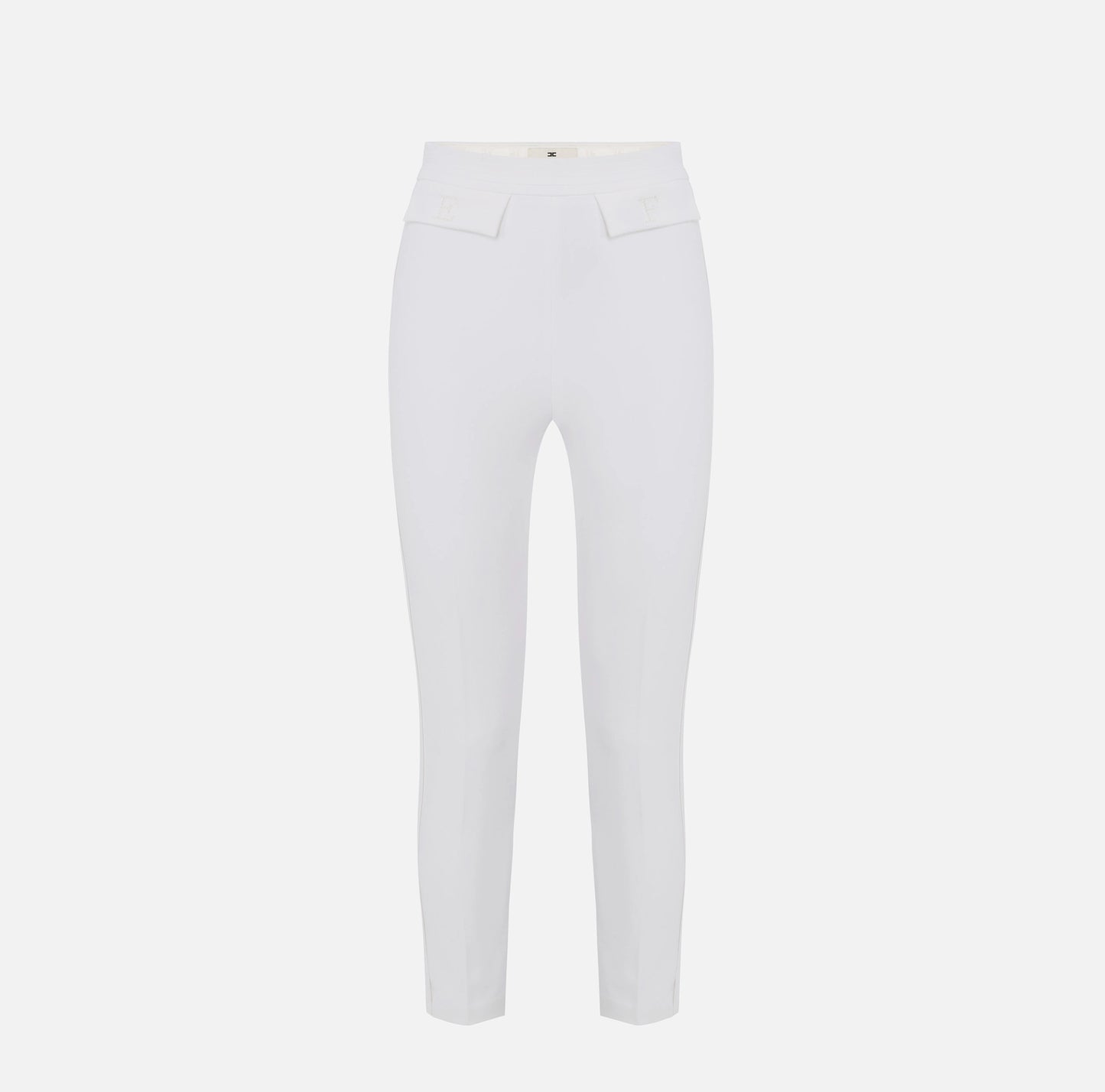 Pantaloni in doppio crêpe stretch con logo ricamato PA17061E2 Elisabetta Franchi