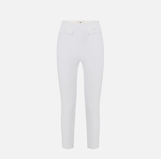 Pantaloni in doppio crêpe stretch con logo ricamato PA17061E2 Elisabetta Franchi