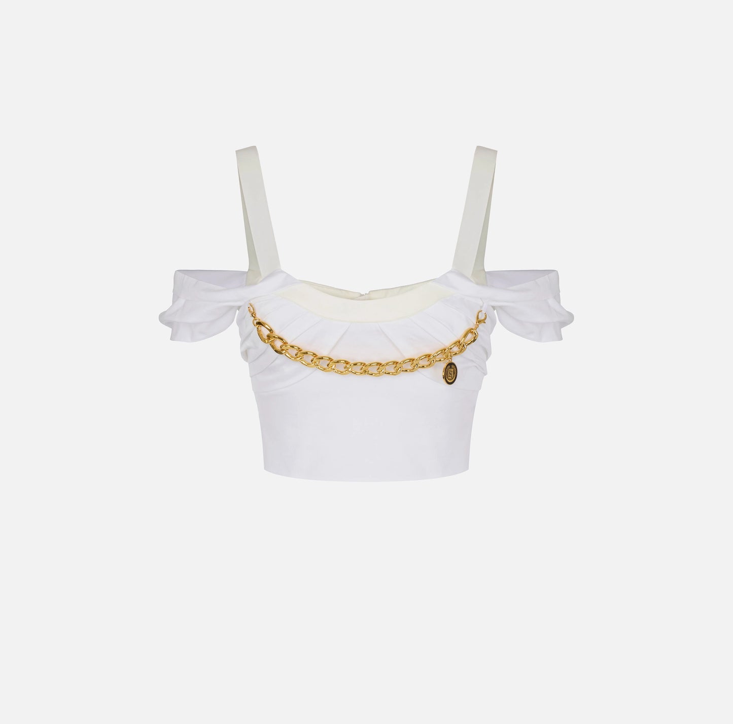 Top in cotone stretch con collana TO04861E2 Elisabetta Franchi