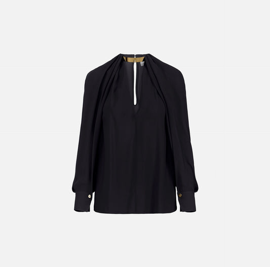 Blusa in georgette di viscosa con dettaglio gioiello CA12961E2 Elisabetta Franchi