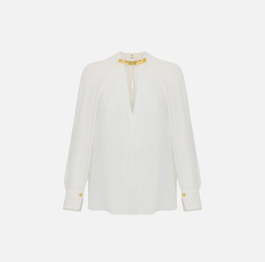 Blusa in georgette di viscosa con dettaglio gioiello CA12961E2 Elisabetta Franchi