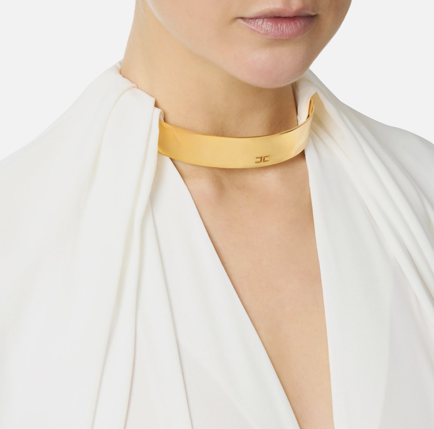 Blusa in georgette di viscosa con dettaglio gioiello CA12961E2 Elisabetta Franchi