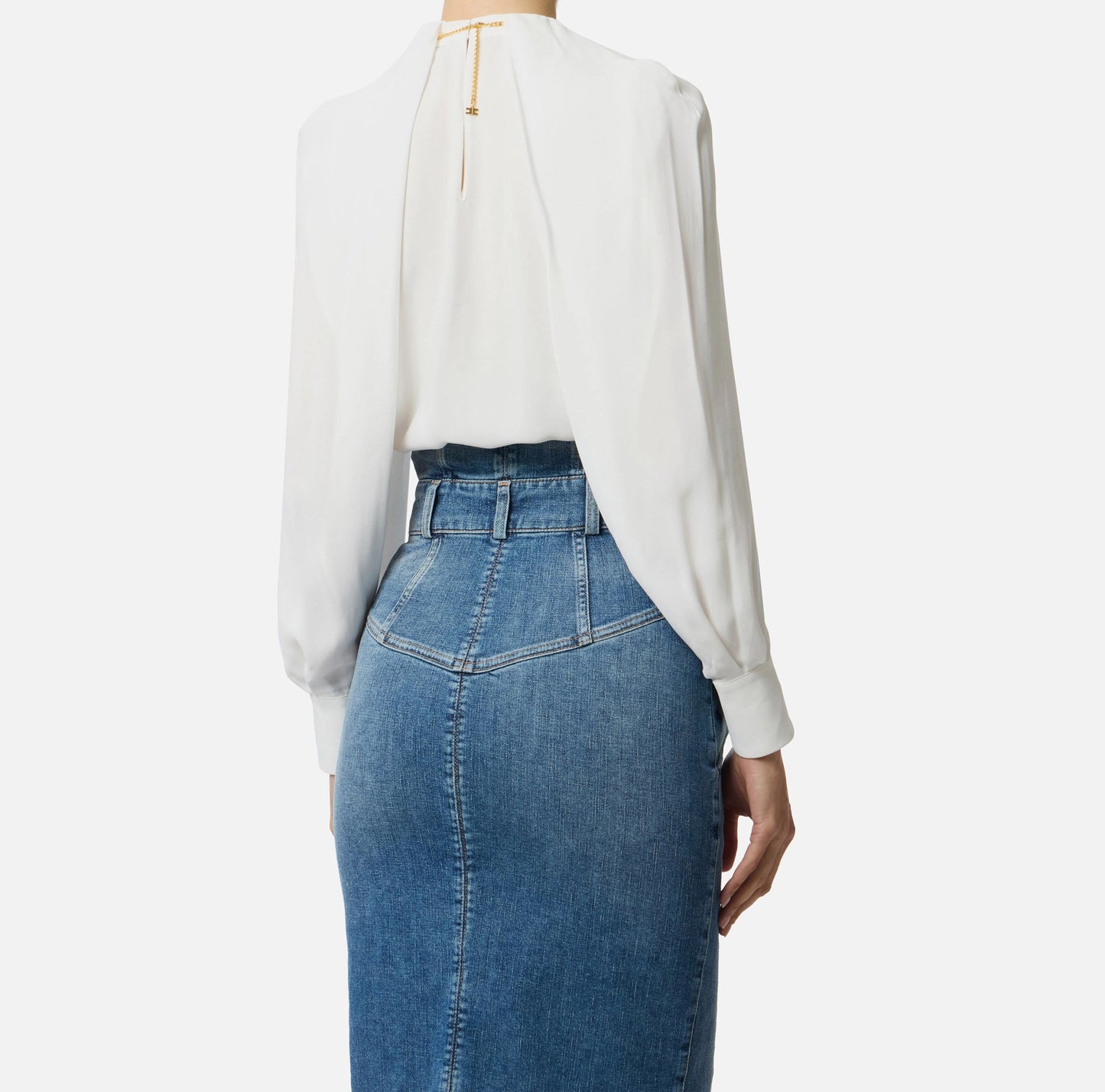 Blusa in georgette di viscosa con dettaglio gioiello CA12961E2 Elisabetta Franchi