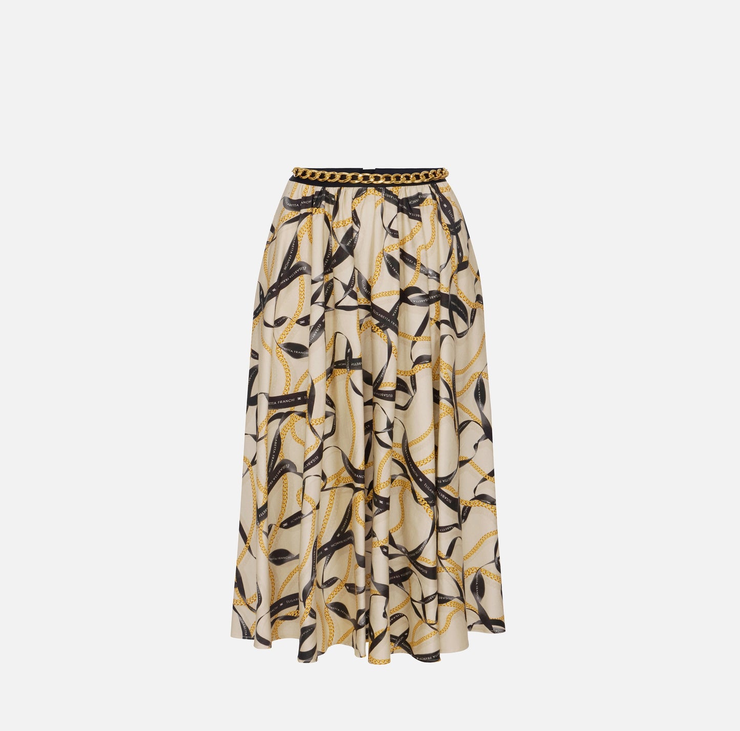 Gonna in cotone con stampa nastri e catene GO15161E2 Elisabetta Franchi