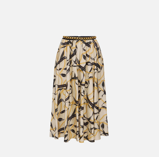 Gonna in cotone con stampa nastri e catene GO15161E2 Elisabetta Franchi