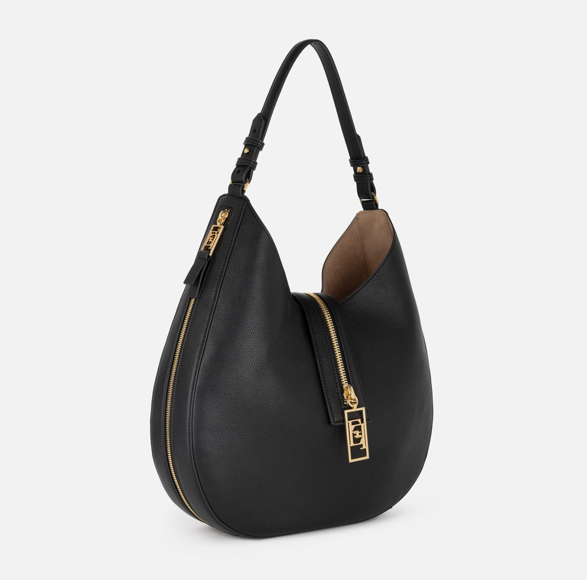 Borsa hobo grande in materiale effetto pelle con zip BS75A47E2 Elisabetta Franchi