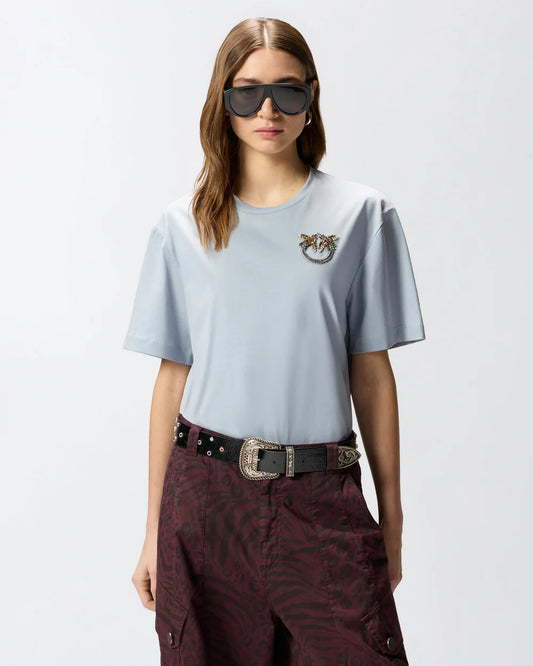T-shirt con applicazione gioiello Love Birds Pinko