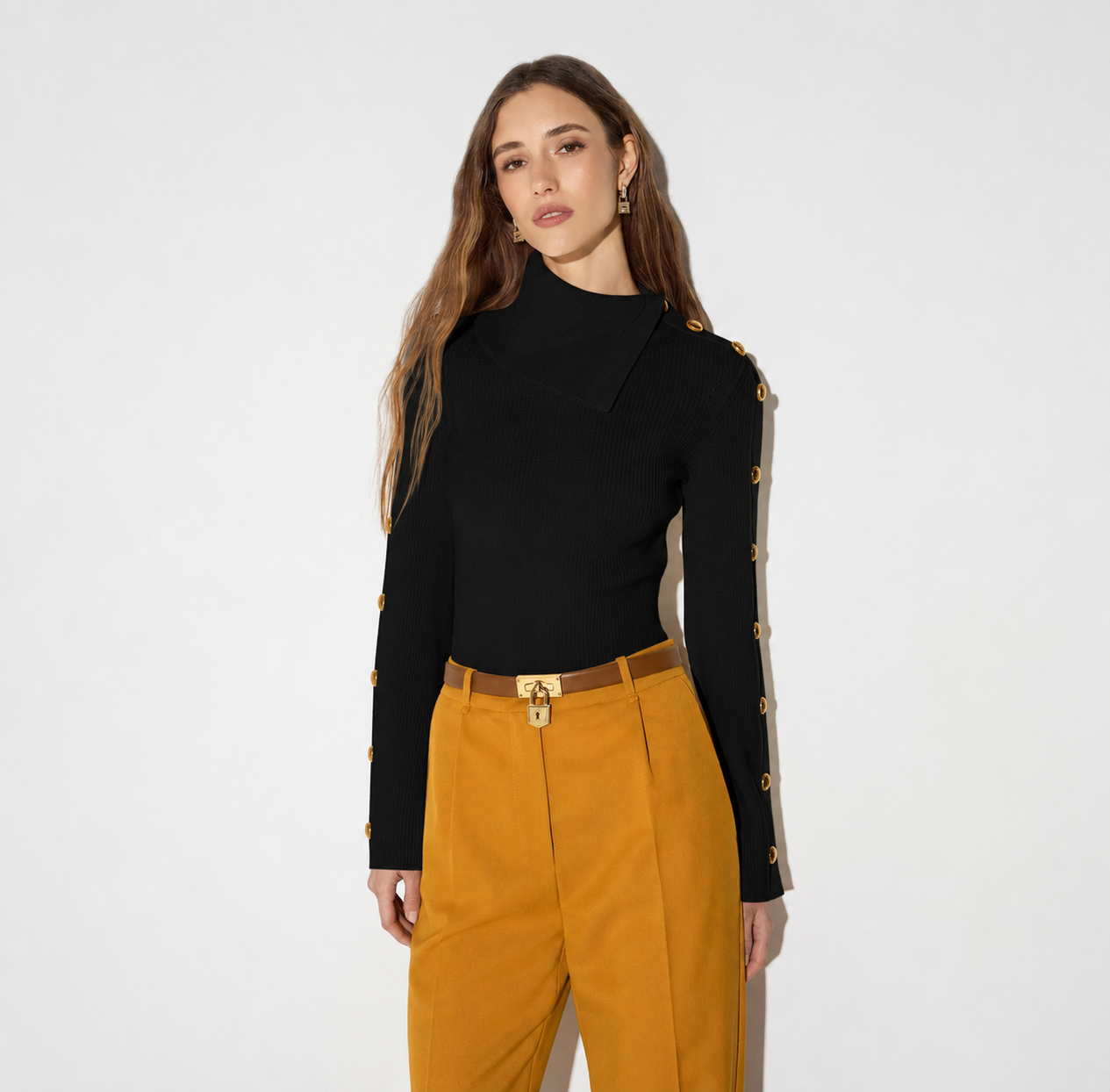 Pullover in maglia con bottoni gioiello MK03S66E2 Elisabetta Franchi