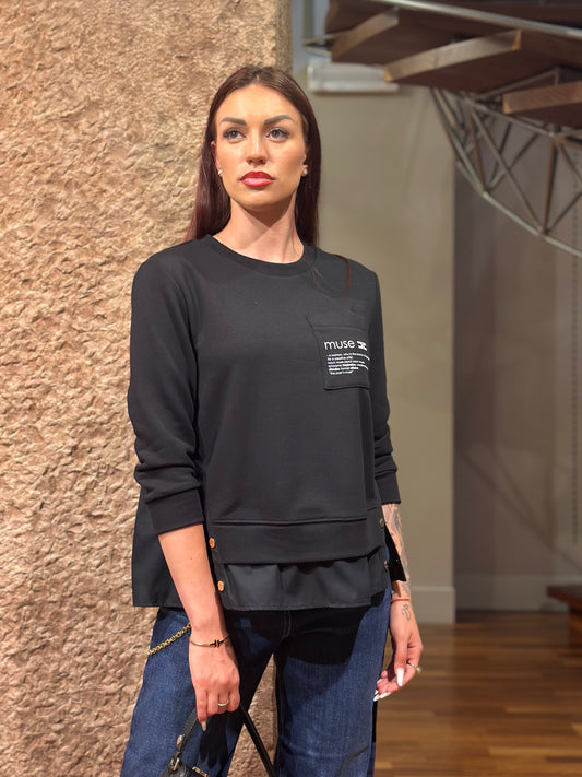Maglia in felpa con dettagli in popeline MD00656E2 Elisabetta Franchi
