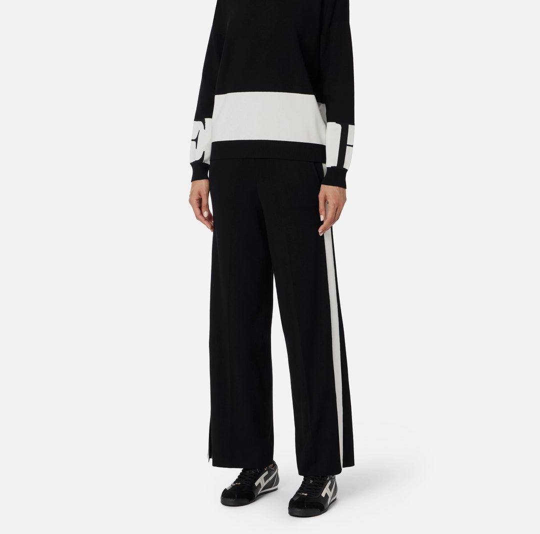 Pantaloni in viscosa con bande lucide KP69S56E2 Elisabetta Franchi