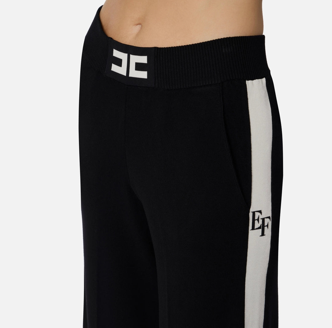 Pantaloni in viscosa con bande lucide KP69S56E2 Elisabetta Franchi