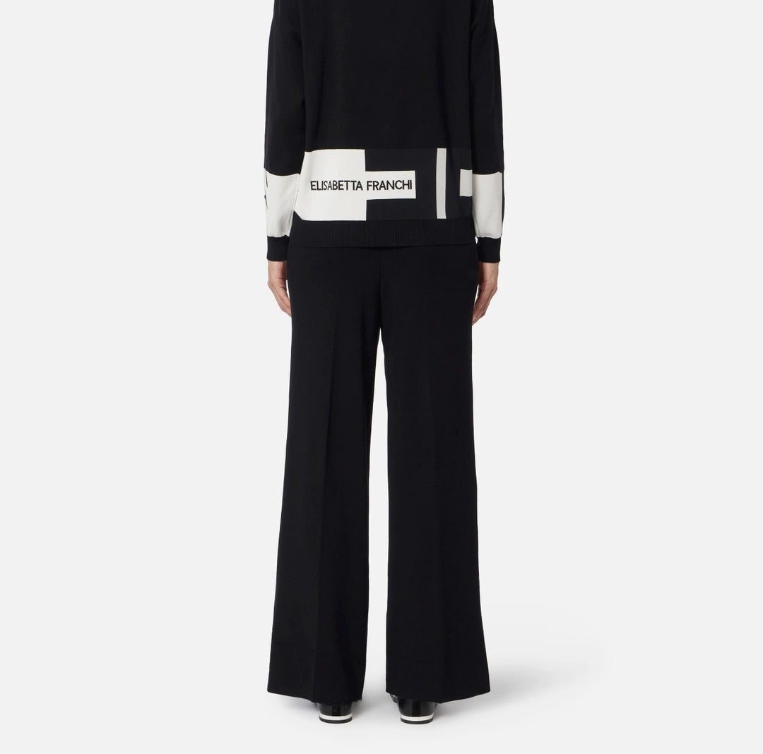 Pantaloni in viscosa con bande lucide KP69S56E2 Elisabetta Franchi