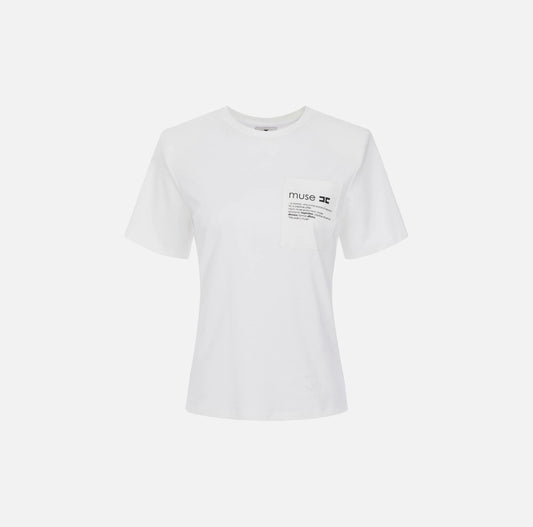 T-shirt in jersey di cotone pesante con taschino MA02056E2 Elisabetta Franchi