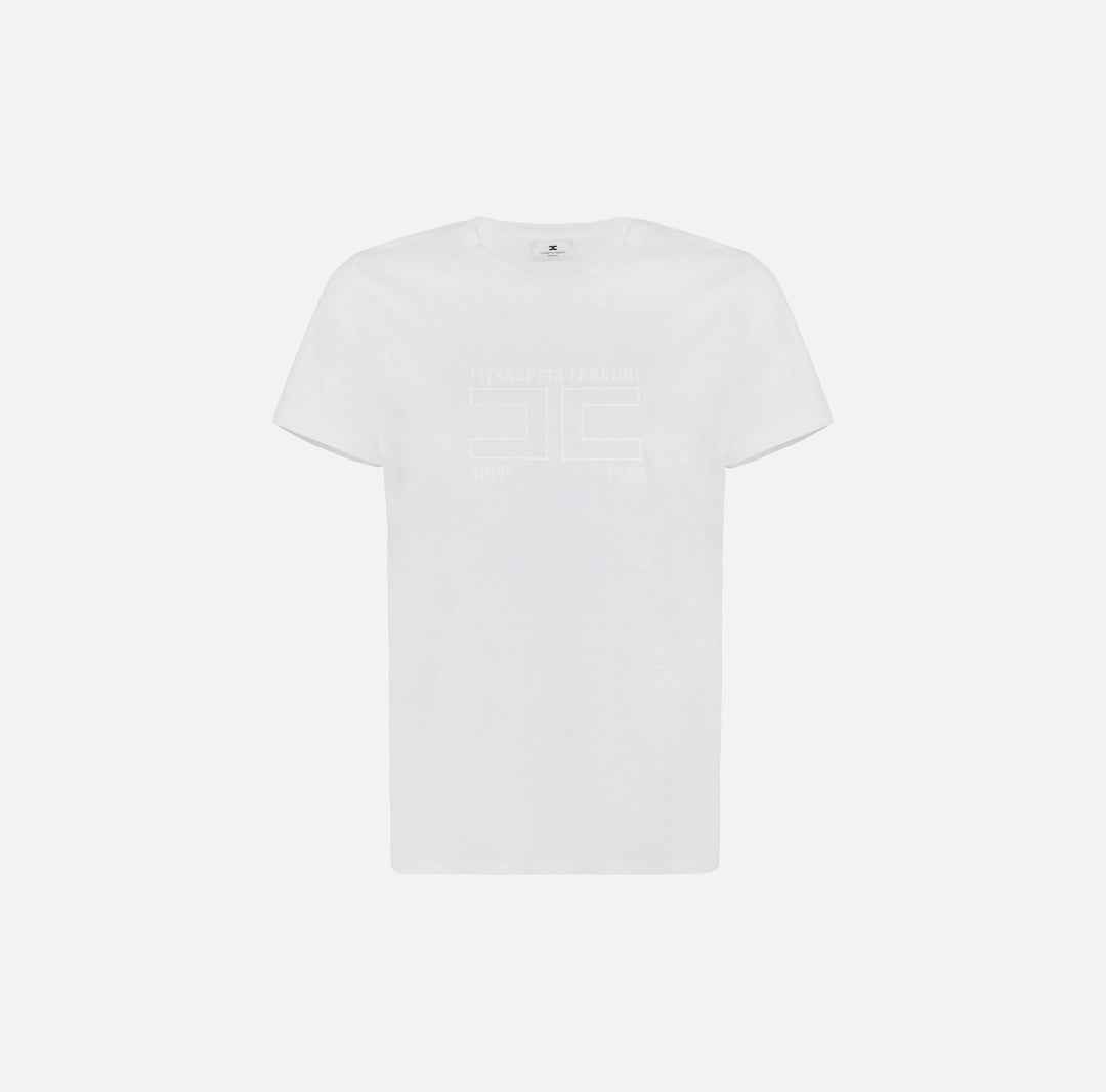 T-shirt in jersey con logo ricamato MA71G61E2 Elisabetta Franchi