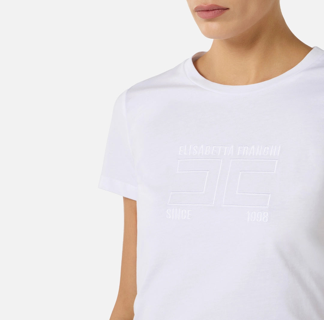 T-shirt in jersey con logo ricamato MA71G61E2 Elisabetta Franchi