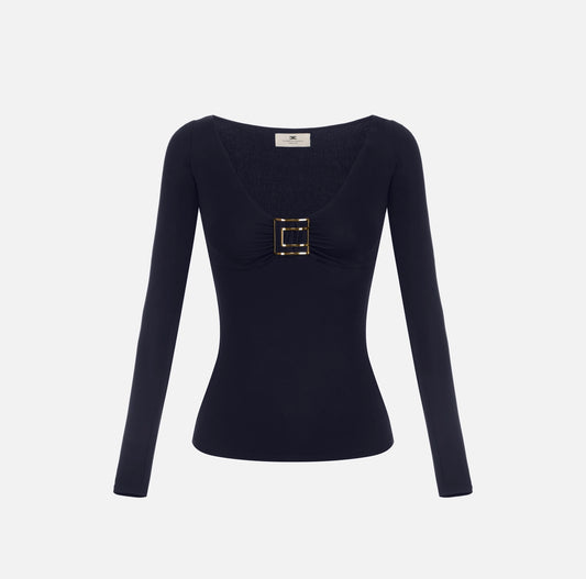 Maglia in jersey con logo gioiello MD00567E2 Elisabetta Franchi