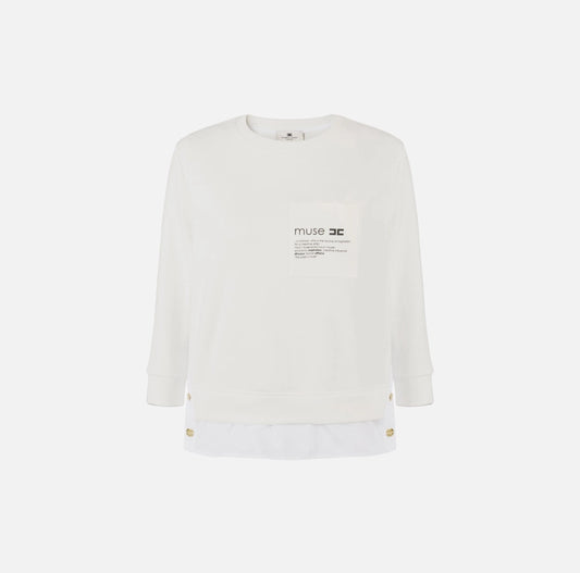 Maglia in felpa con dettagli in popeline MD00656E2 Elisabetta Franchi