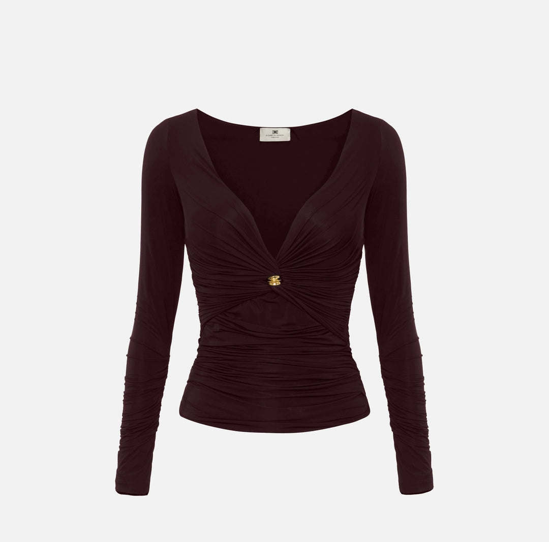 Maglia in jersey con dettaglio gioiello MD02962E2 Elisabetta Franchi