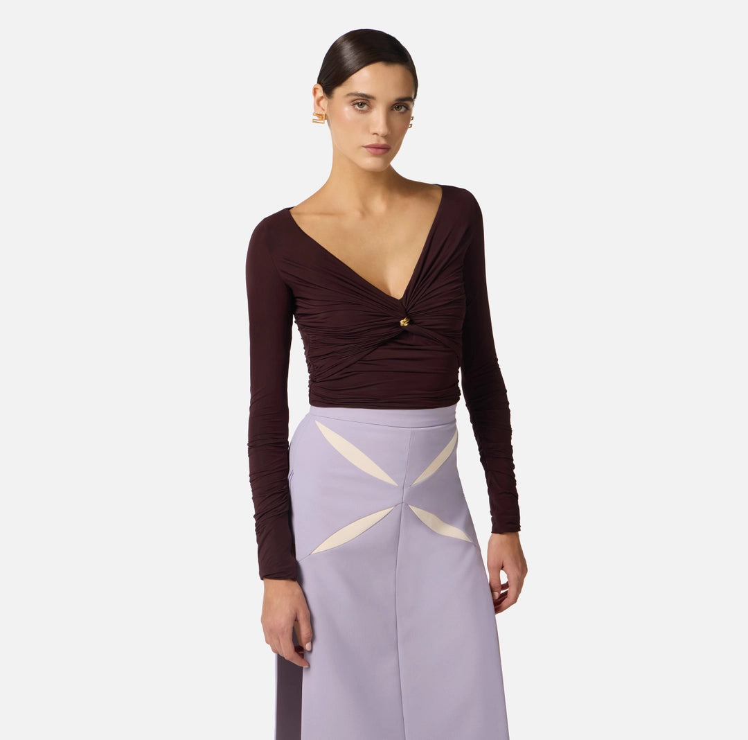 Maglia in jersey con dettaglio gioiello MD02962E2 Elisabetta Franchi
