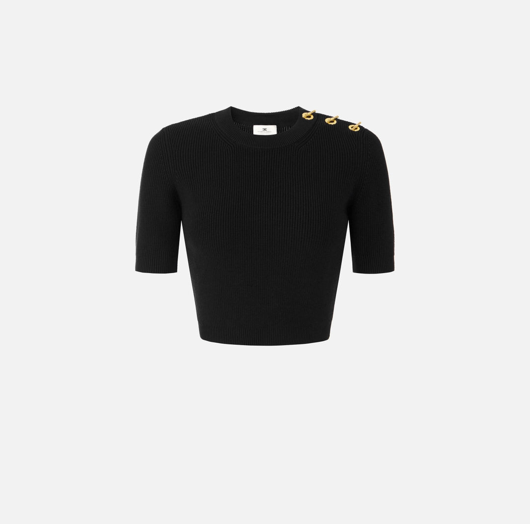 Top in maglia con dettagli gioiello MK02S66E2 Elisabetta Franchi