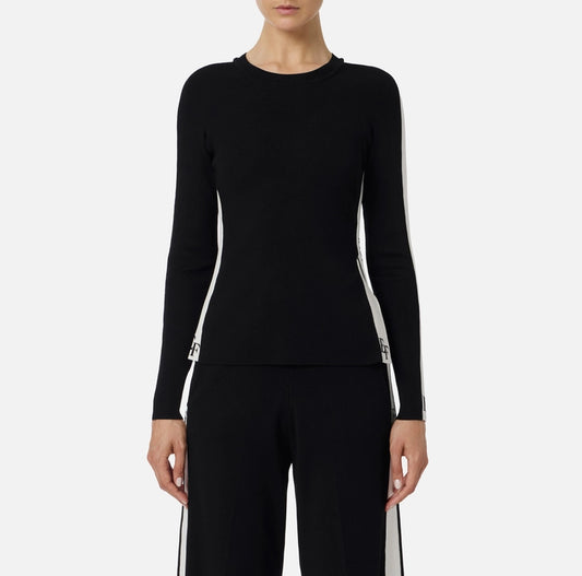 Maglia in viscosa con bande lucide MK03S56E2 Elisabetta Franchi