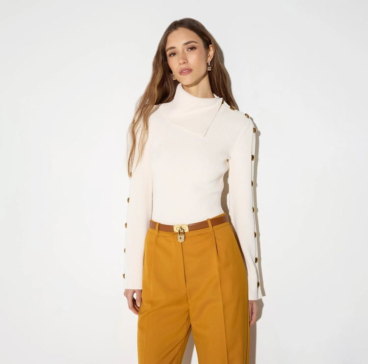 Pullover in maglia con bottoni gioiello MK03S66E2 Elisabetta Franchi