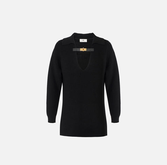 Maglia in misto lana con cinturino gioiello MK06S56E2 Elisabetta Franchi