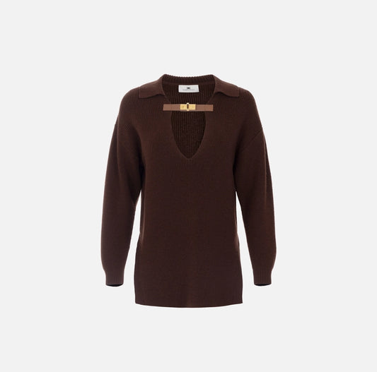 Maglia in misto lana con cinturino gioiello MK06S56E2 Elisabetta Franchi