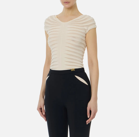 Top in filato di cotone e viscosa MK06T62E2 Elisabetta Franchi