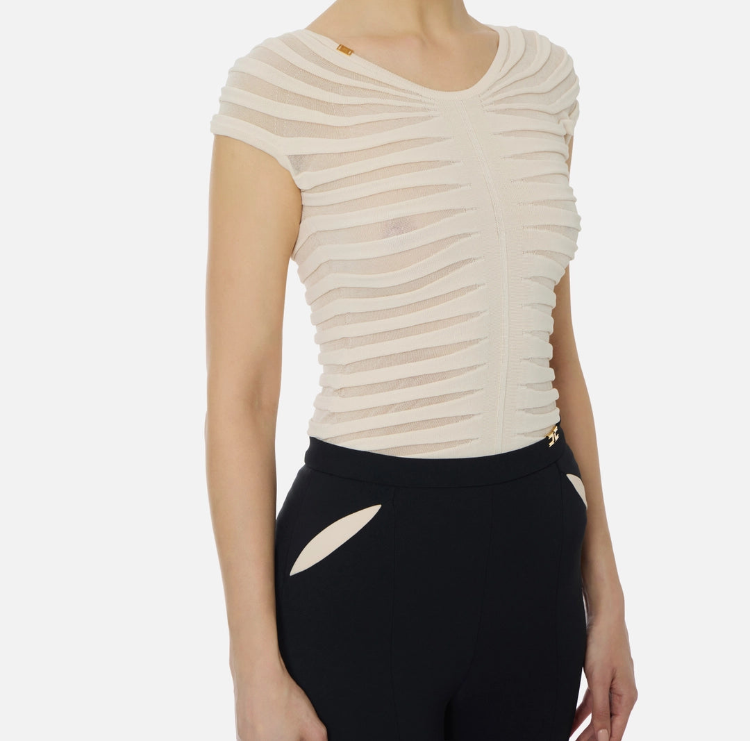 Top in filato di cotone e viscosa MK06T62E2 Elisabetta Franchi