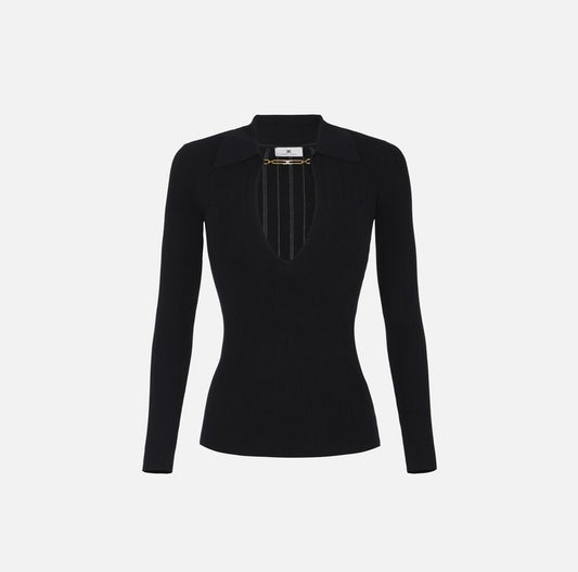 Maglia a costine con dettagli à jour MK09B56E2 Elisabetta Franchi