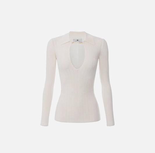 Maglia a costine con dettagli à jour MK09B56E2 Elisabetta Franchi