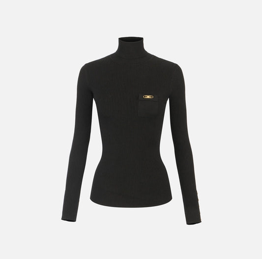Maglia a costine con taschino MK11B56E2 Elisabetta Franchi