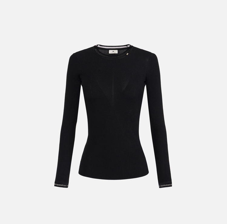 Maglia a costine con logo gioiello MK13B56E2 Elisabetta Franchi