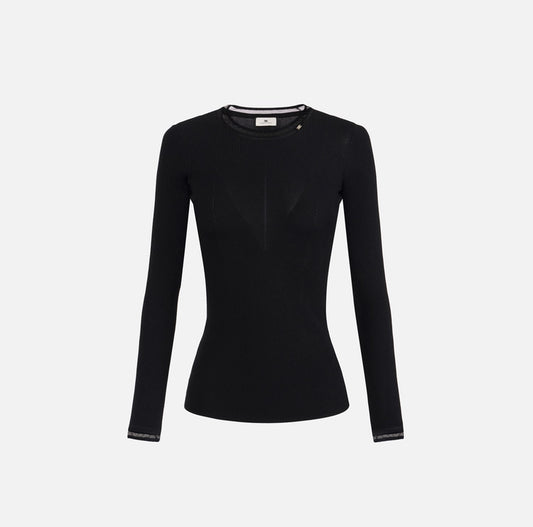 Maglia a costine con logo gioiello MK13B56E2 Elisabetta Franchi