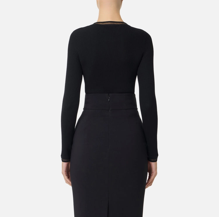 Maglia a costine con logo gioiello MK13B56E2 Elisabetta Franchi