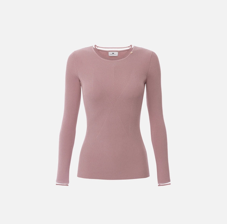 Maglia a costine con logo gioiello MK13B56E2 Elisabetta Franchi