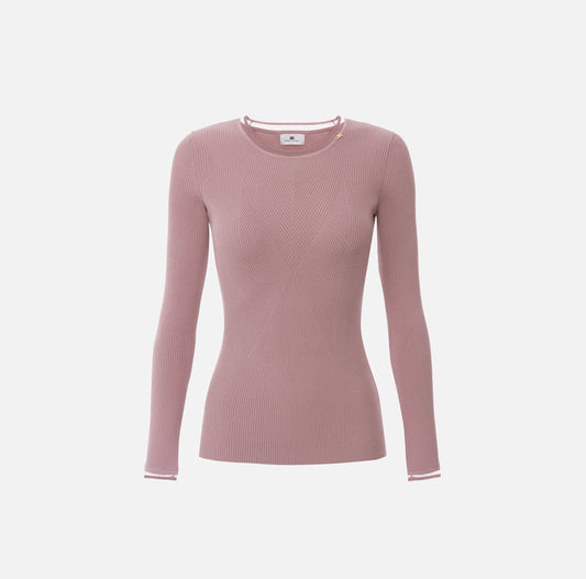 Maglia a costine con logo gioiello MK13B56E2 Elisabetta Franchi