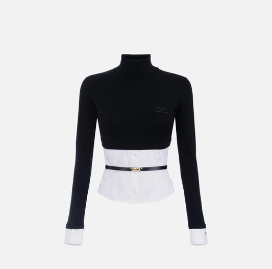 Maglia in viscosa e popeline di cotone MK14T56E2 Elisabetta Franchi