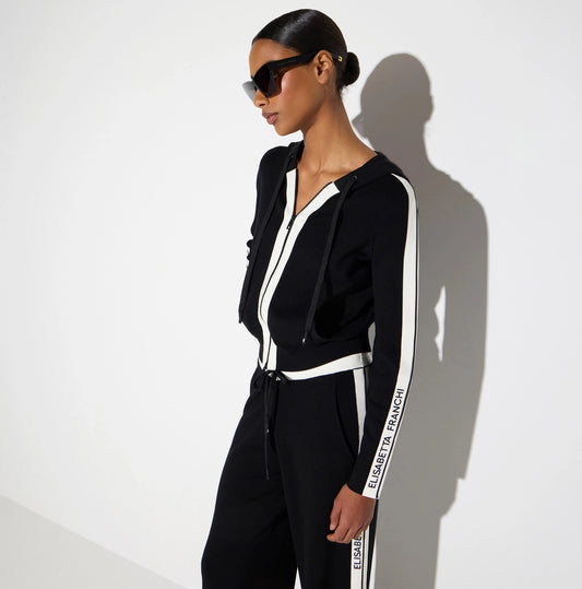 Felpa in maglia bicolore con logo MK15S66E2 Elisabetta Franchi
